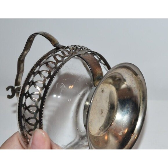 Vtg Sheffield England Silver Plate Sugar Condiment Jam Bowl w/ Spoon - Picture 6 of 10